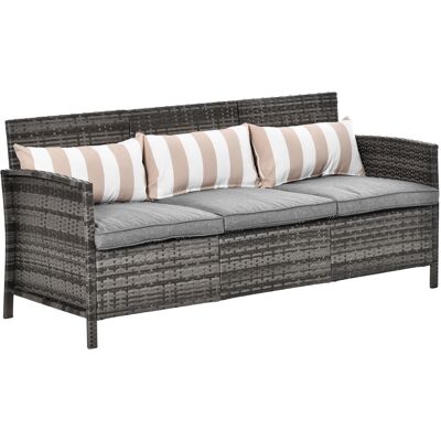 Outsunny Divano 3 Posti da Esterni in Rattan (PE) con Cuscini Imbottiti e Sfoderabili, Giardino/Terrazzo, 173x68x78cm Outsunny Divano 3 Posti da Esterni in Rattan (PE) con Cuscini Imbottiti e Sfoderabili, Giardino/Terrazzo, 173x68x78cm