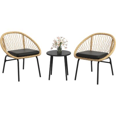 Set da giardino Outsunny in rattan - Mobili da balcone con cuscini Set da giardino Outsunny in rattan - Mobili da balcone con cuscini