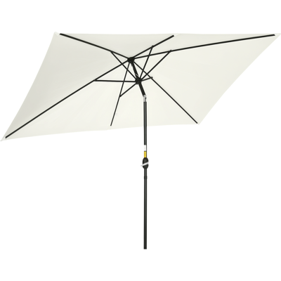 Outsunny Ombrellone Rettangolare 2x3 m Pieghevole e Regolabile con Manovella, in Alluminio e Poliestere, Bianco Crema Outsunny Ombrellone Rettangolare 2x3 m Pieghevole e Regolabile con Manovella, in Alluminio e Poliestere, Bianco Crema