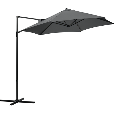 Outsunny Ombrellone da Giardino con Inclinazione Regolabile, Rotazione a 360° e Tettuccio Ventilato in Poliestere, Φ256 x 245 cm, Grigio Scuro Aosom Outsunny Ombrellone da Giardino con Inclinazione Regolabile, Rotazione a 360° e Tettuccio Ventilato in Poliestere, Φ256 x 245 cm, Grigio Scuro Aosom