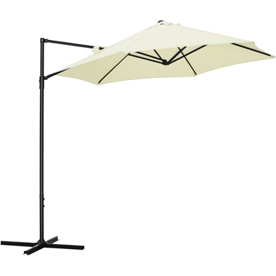 Outsunny Ombrellone da Giardino a Sbalzo 2.6x2.5 m con Rotazione a 360° e Manovella, Beige Outsunny Ombrellone da Giardino a Sbalzo 2.6x2.5 m con Rotazione a 360° e Manovella, Beige