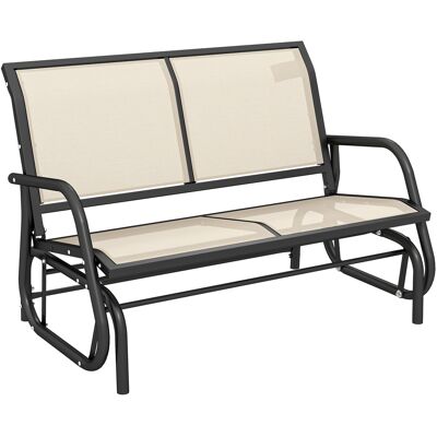 Outsunny Panchina a Dondolo da Giardino a 2 Posti in Metallo e Tessuto a Rete Traspirante, 120x70x85cm, Beige Outsunny Panchina a Dondolo da Giardino a 2 Posti in Metallo e Tessuto a Rete Traspirante, 120x70x85cm, Beige