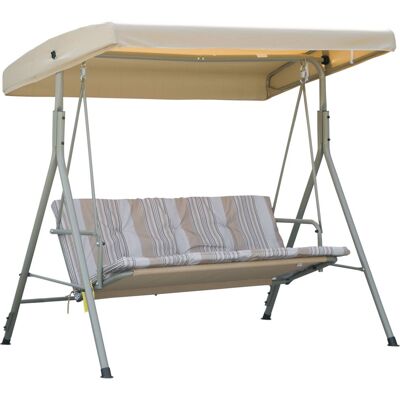 Outsunny Dondolo da Esterno 3 Posti in Acciaio con Tetto Regolabile, Cuscini e Braccioli, Dondolo Giardino in Tessuto Antiraggi UV,Beige Aosom Italy Outsunny Dondolo da Esterno 3 Posti in Acciaio con Tetto Regolabile, Cuscini e Braccioli, Dondolo Giardino in Tessuto Antiraggi UV,Beige Aosom Italy
