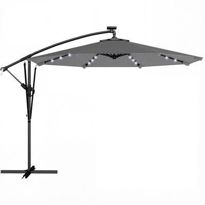 Outsunny Ombrellone a braccio con Luci LED Solari 330x295 cm Ombrellone con Base a Croce Manovella Copertura Protettiva Grigio scuro Aosom Italy Outsunny Ombrellone a braccio con Luci LED Solari 330x295 cm Ombrellone con Base a Croce Manovella Copertura Protettiva Grigio scuro Aosom Italy