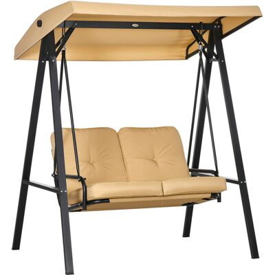 Outsunny Dondolo Giardino 2 Posti in Acciaio e Teslin con Tettuccio Regolabile e Cuscini, Dondolo da Esterno Anti-Raggi UV, Beige Aosom Italy Outsunny Dondolo Giardino 2 Posti in Acciaio e Teslin con Tettuccio Regolabile e Cuscini, Dondolo da Esterno Anti-Raggi UV, Beige Aosom Italy