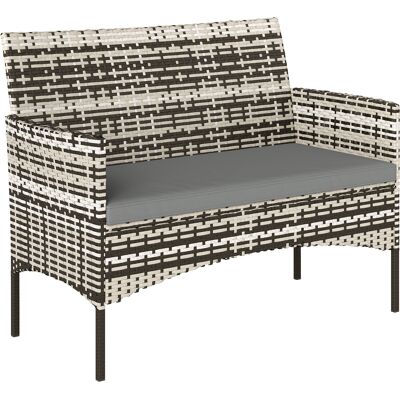 Outsunny Divano da giardino 2 posti in resina intrecciata con cuscini divano da esterno con braccioli 115 x 63 x 85 cm grigio chiaro Aosom Italy Outsunny Divano da giardino 2 posti in resina intrecciata con cuscini divano da esterno con braccioli 115 x 63 x 85 cm grigio chiaro Aosom Italy
