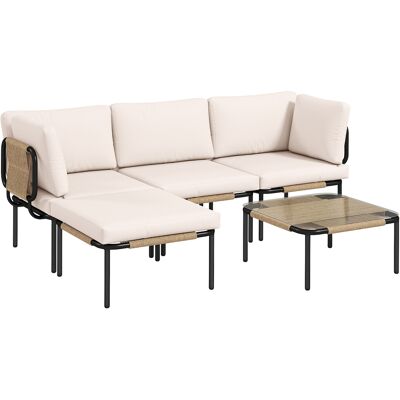 Outsunny Set da Giardino 5 Pezzi in Polyrattan, con 3 Poltrone, Tavolo in Vetro, Pouf, Seduta Ampia e Profonda, Cuscini Rimovibili Aosom Italy Outsunny Set da Giardino 5 Pezzi in Polyrattan, con 3 Poltrone, Tavolo in Vetro, Pouf, Seduta Ampia e Profonda, Cuscini Rimovibili Aosom Italy