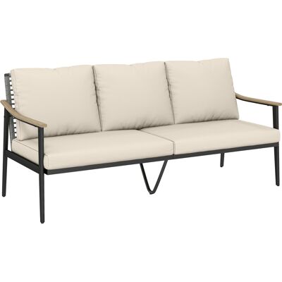Outsunny Divano da Esterno a 3 Posti in Rattan con Braccioli Effetto Legno e Schienale, per Veranda, Cortile, Cachi Aosom Italy Outsunny Divano da Esterno a 3 Posti in Rattan con Braccioli Effetto Legno e Schienale, per Veranda, Cortile, Cachi Aosom Italy