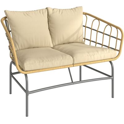 Outsunny Divano da Giardino 2 Posti in Resina Intrecciata con Cuscini Spessi, Antiscivolo, 120x67x79 cm, Marrone Aosom Italy Outsunny Divano da Giardino 2 Posti in Resina Intrecciata con Cuscini Spessi, Antiscivolo, 120x67x79 cm, Marrone Aosom Italy