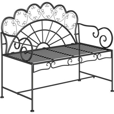 Outsunny Panchina da Giardino Biposto Stile Classico in Ferro 113 x 56.5 x 90.5cm, Nero Outsunny Panchina da Giardino Biposto Stile Classico in Ferro 113 x 56.5 x 90.5cm, Nero