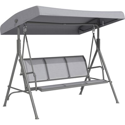 Outsunny Dondolo Giardino 3 Posti con Tettuccio Regolabile in Acciaio e Tessuto Poliestere, Dondolo da Esterno, 175x118x159cm, Grigio Aosom Italy Outsunny Dondolo Giardino 3 Posti con Tettuccio Regolabile in Acciaio e Tessuto Poliestere, Dondolo da Esterno, 175x118x159cm, Grigio Aosom Italy