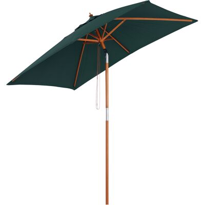 Outsunny Ombrellone da Giardino Inclinabile 2x1.5m, 6 Stecche, Palo in Legno e Apertura a Corda, Verde Aosom Outsunny Ombrellone da Giardino Inclinabile 2x1.5m, 6 Stecche, Palo in Legno e Apertura a Corda, Verde Aosom