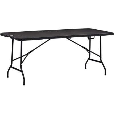 Outsunny Tavolo da Giardino Pieghevole per 6 Persone in Acciaio e HDPE, 180x75.5x73cm, Grigio Scuro Aosom Outsunny Tavolo da Giardino Pieghevole per 6 Persone in Acciaio e HDPE, 180x75.5x73cm, Grigio Scuro Aosom