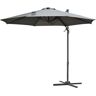 Outsunny Ombrellone da Giardino a Manovella e a 8 Stecche con Angolazione Regolabile, Ø2.95x2.5 m, Grigio