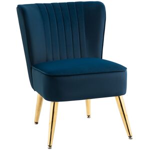 Homcom Poltrona Moderna in Stile Scandinavo per Soggiorno, Poltroncina Imbottita e Rivestita in Tessuto Vellutato, 56x65.5x82.5cm, Blu