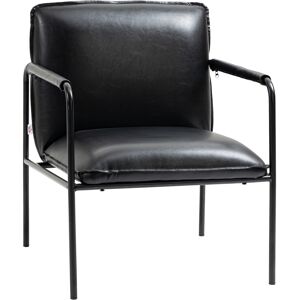 Homcom Poltroncina da Camera Imbottita Stile Industriale, Similpelle PU e Acciaio, 60x59x78cm, Nero