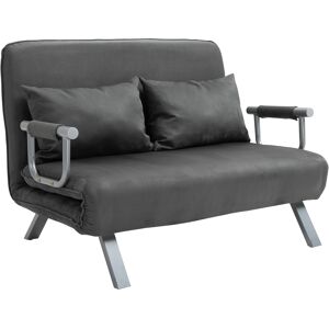 Homcom Divano Letto Singolo in Similpelle e Acciaio con Seduta Regolabile in 5 Posizioni, 105x80x78 cm, Grigio