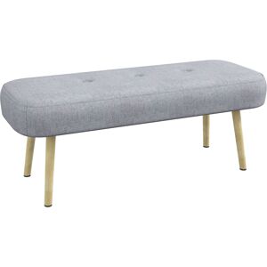 Homcom Panca Imbottita Fondo Letto in Tessuto con Gambe in Acciaio Effetto Legno, 114x38x45cm, Grigio