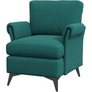 Homcom Poltrona d'arredo in Tessuto Effetto Lino Traspirante con Braccioli Arrotolati, 63x71x83 cm, Verde