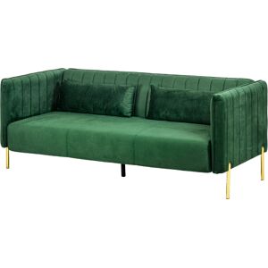 Homcom Divano 3 Posti Moderno con Cuscini Imbottiti, Gambe in Acciaio e Tessuto Vellutato, 200x88x76 cm, Verde