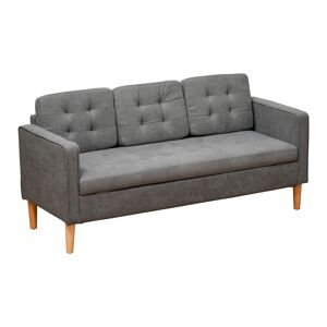 Homcom Divano 3 Posti Moderno in Tessuto Grigio con Vano Contenitore e Design Scandinavo, Grigio, 166.5x62x82cm