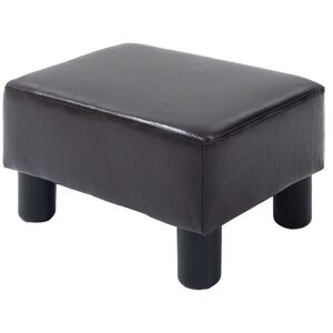 Homcom Pouf Poggiapiedi Imbottito, Rettangolare e in Finta Pelle, 40x30x24 cm, Marrone