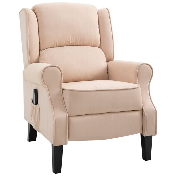 homcom poltrone elettrica massaggiante poltrona relax global in velluto sedia poltrona reclinabile, poltroncine da camera beige poltrona ergonomica