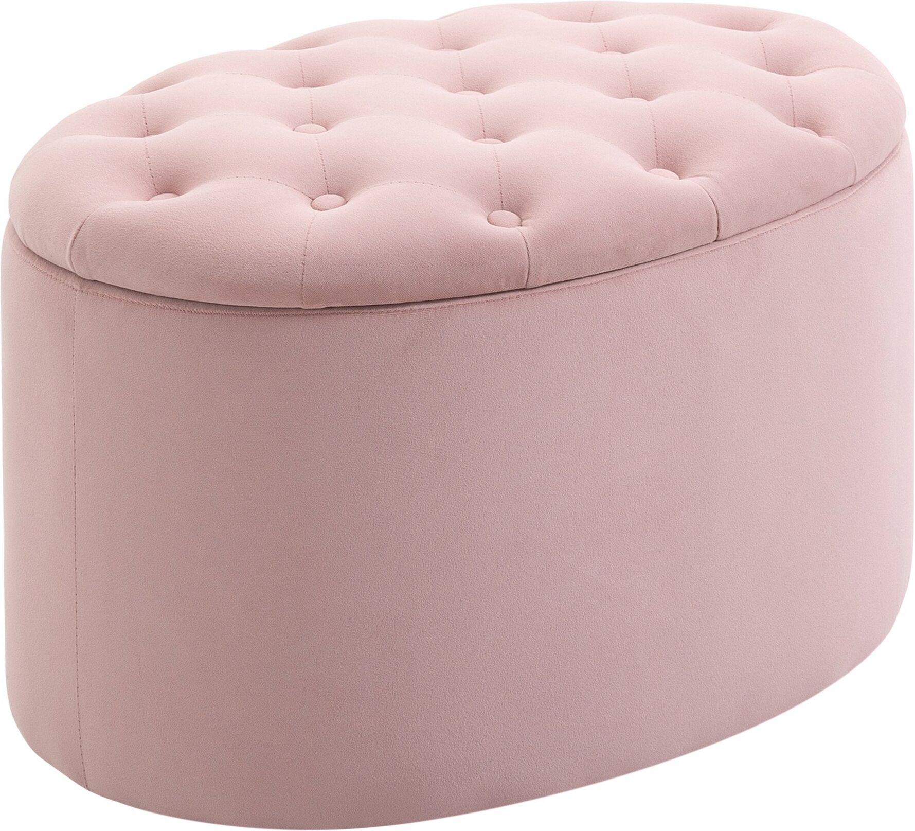 Homcom Pouf Contenitore con Coperchio Imbottito e Trapuntato, Poggiapiedi in Velluto Ovale per Salotto e Camera da Letto, Rosa