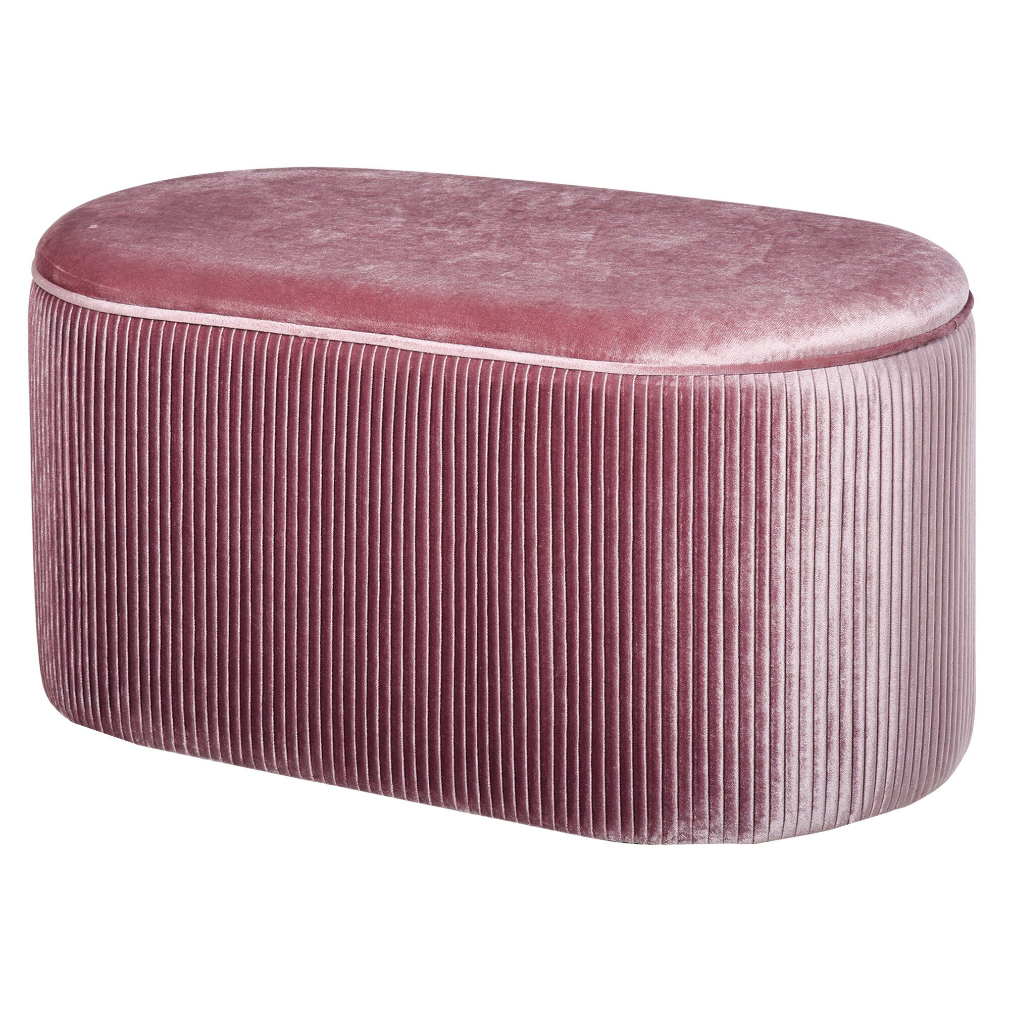 Homcom Pouf Panca Contenitore in Velluto Stile Moderno, Panca Imbottita per Camera da Letto, Soggiorno e Ingresso, Rosa, 81x40x41cm