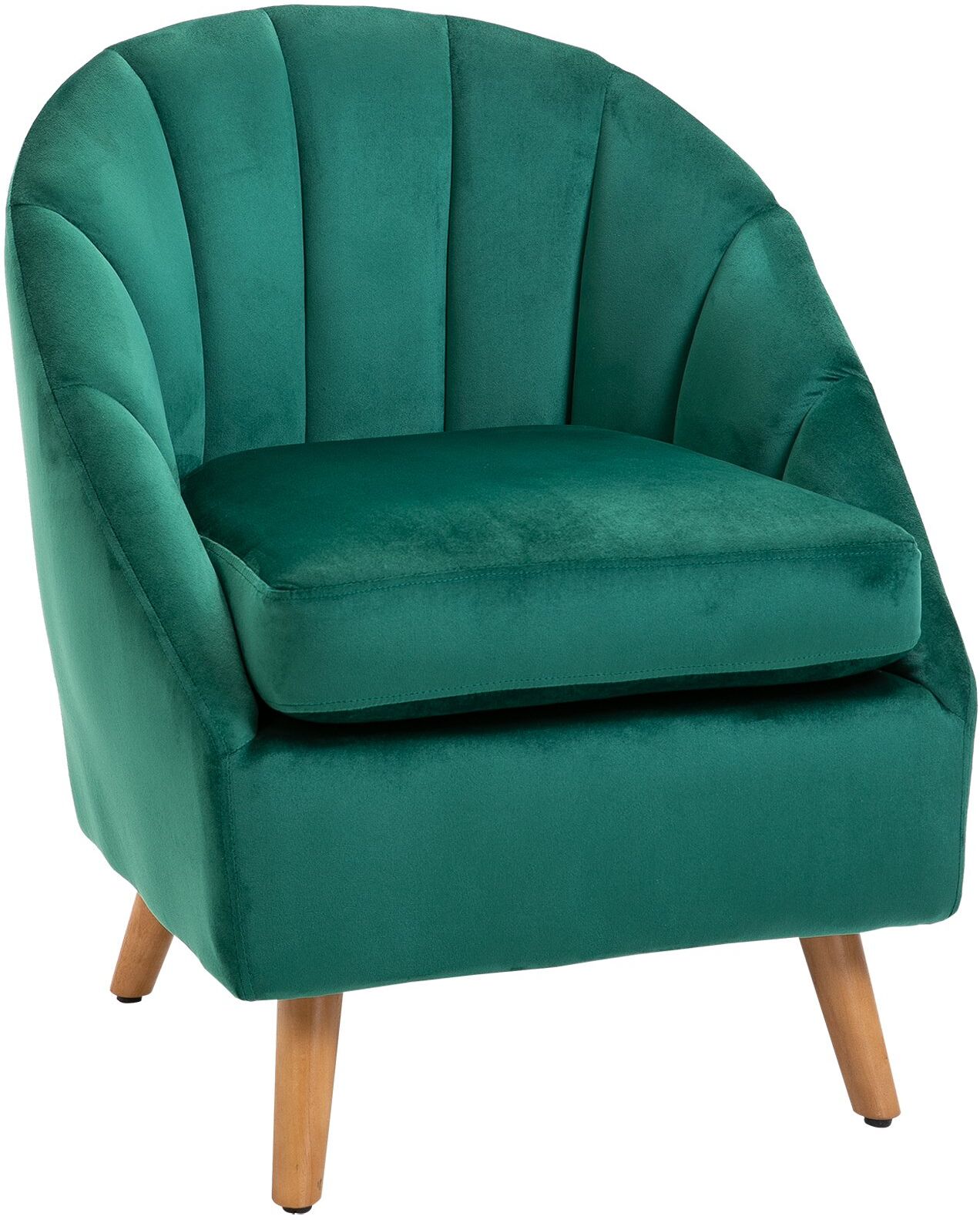 Homcom Poltroncina Elegante per Relax, Velluto Verde, Imbottitura Generosa, Base in Legno Resistente, 67x65x77 cm, per Salotto e Camera