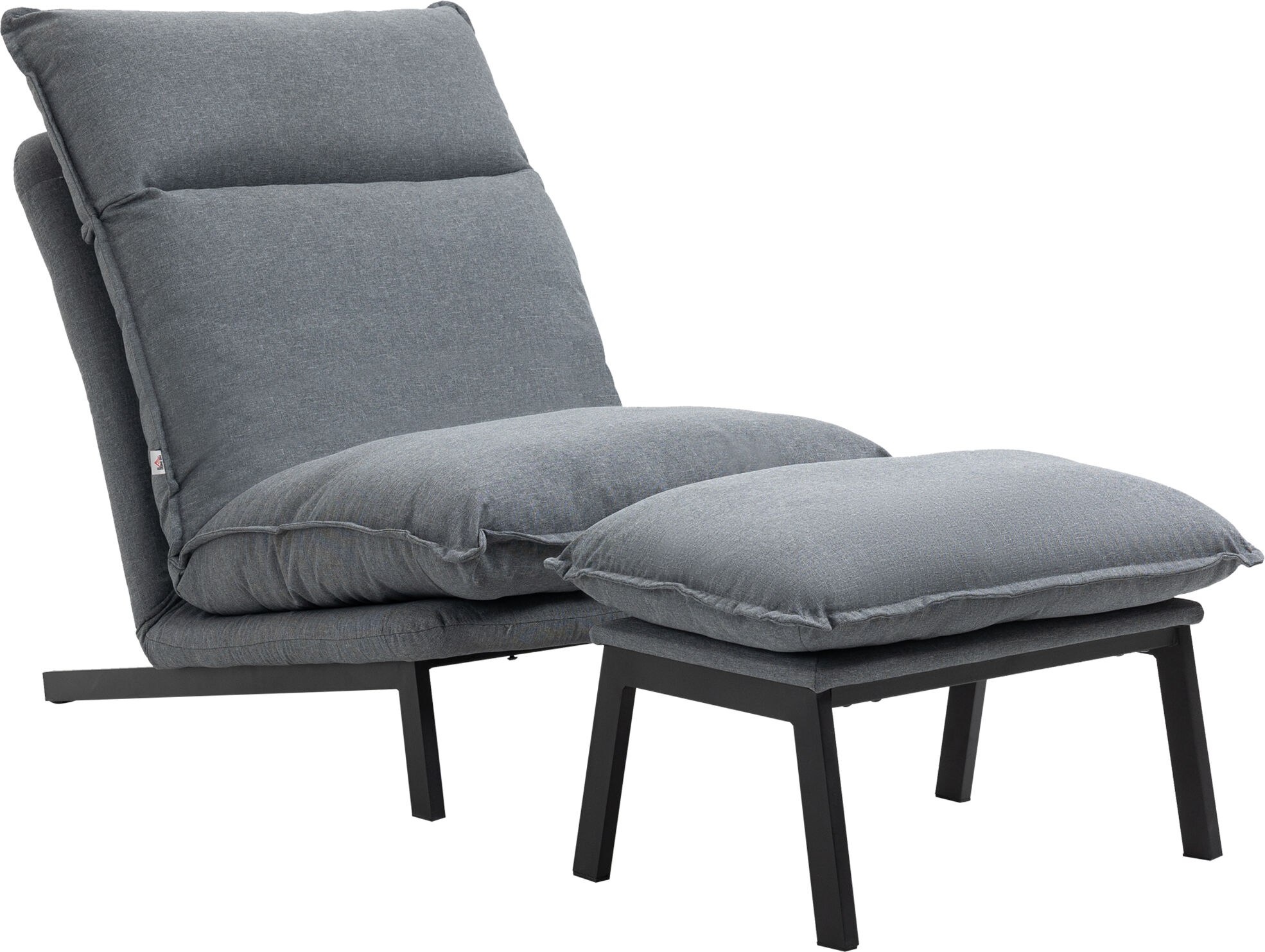 Homcom Poltrona Relax Reclinabile a 4 Livelli con Pouf Poggiapiedi in Tessuto Grigio Chiaro