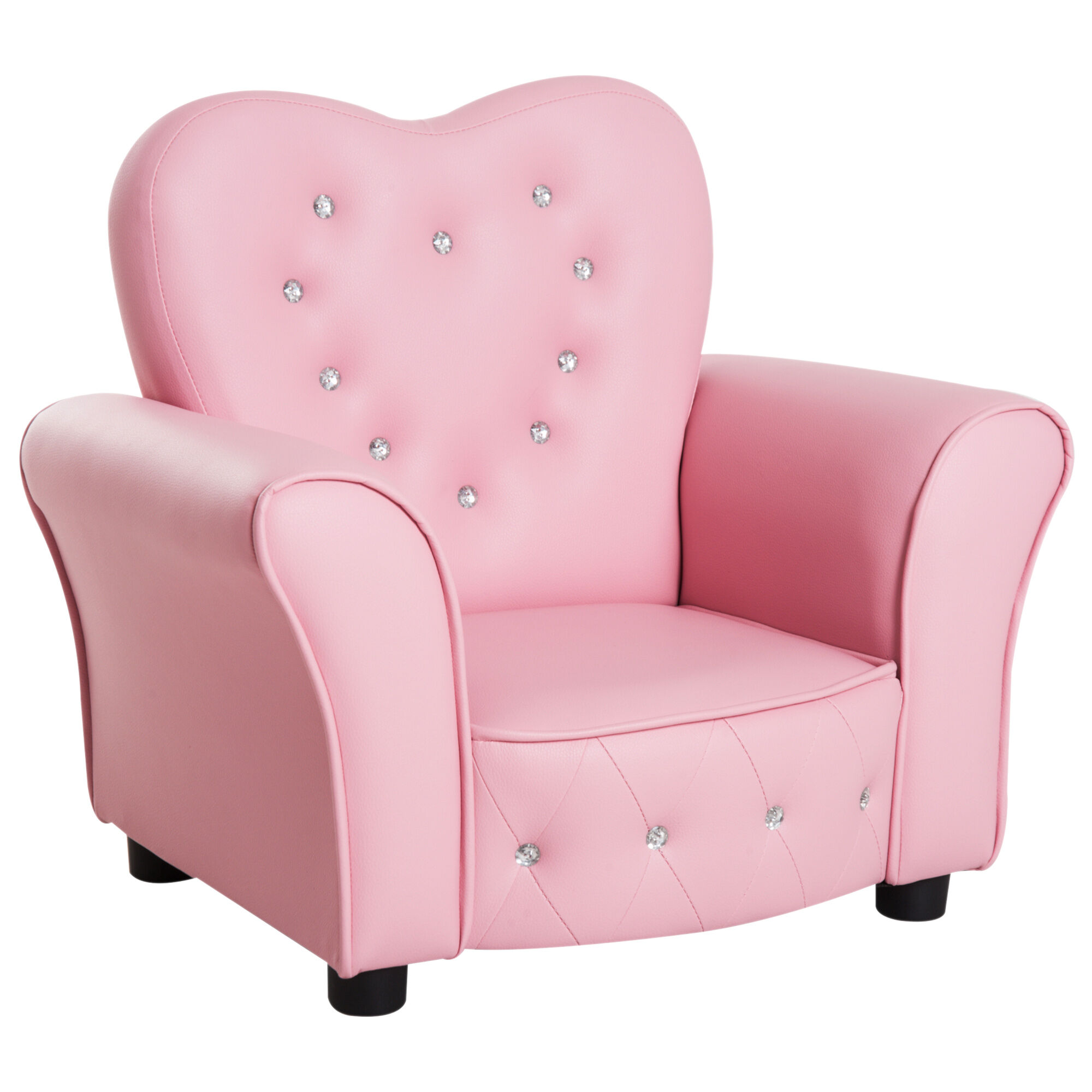 Homcom Poltroncina per Bambini Imbottita, Poltrona per cameretta con Rivestimento in PVC e Struttura in Legno, 59x41.5x49cm, Rosa