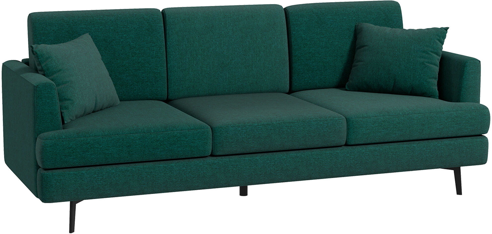 Homcom Divano 3 Posti in Tessuto con 2 Cuscini e Imbottitura Spessa, 229x88x88cm, Verde