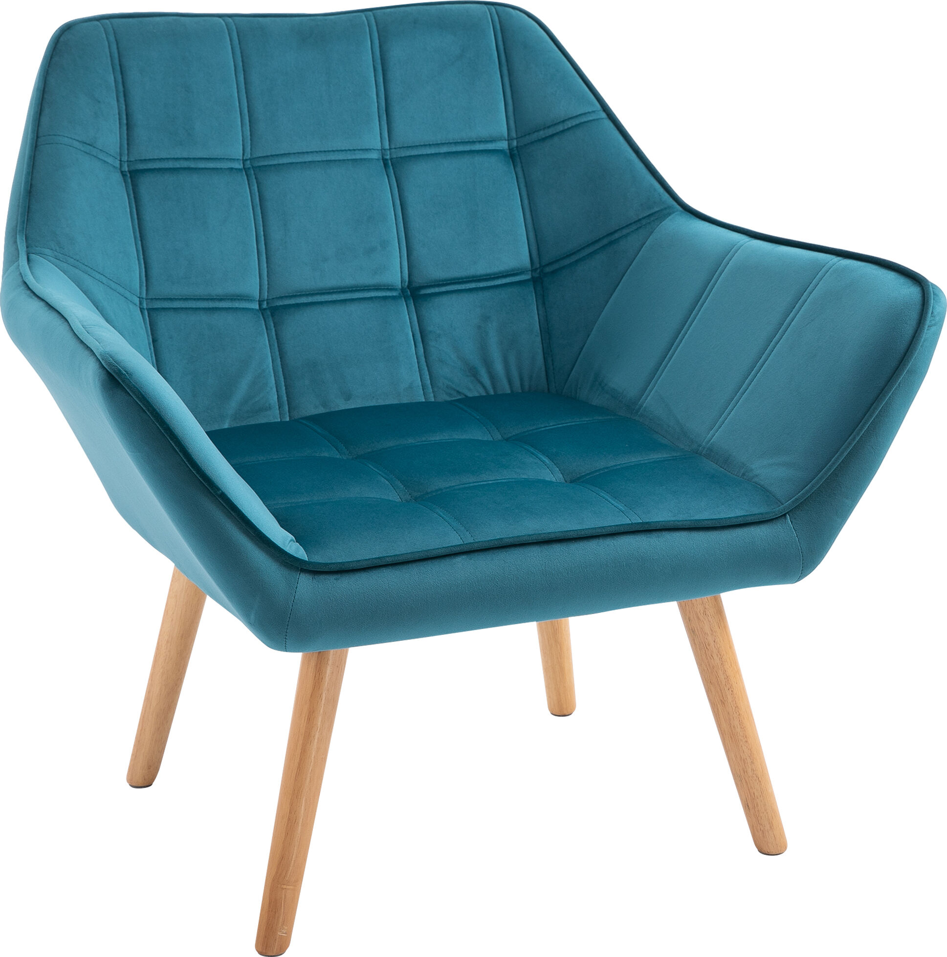 Homcom Poltroncina dal Design Scandinavo in Legno e Velluto Color Petrolio, per Soggiorno o Ufficio, 64x62x72.5cm