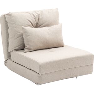 Homcom Poltrona divano letto convertibile poltrona 1 posto con 1 cuscino con schienale regolabile, beige Homcom Poltrona divano letto convertibile poltrona 1 posto con 1 cuscino con schienale regolabile, beige