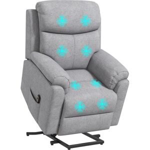Homcom Poltrona Alzapersona Massaggiante Reclinabile con Telecomando, Poltrona Elettrica in Tessuto Effetto Lino, 83x89x102 cm, Grigio Aosom Italy Homcom Poltrona Alzapersona Massaggiante Reclinabile con Telecomando, Poltrona Elettrica in Tessuto Effetto Lino, 83x89x102 cm, Grigio Aosom Italy