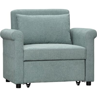 Homcom Poltrona Letto Singolo Salvaspazio Reclinabile su 4 Livelli con Seduta Imbottita, 96x84.5x87.5 cm, Verde Aosom Italy Homcom Poltrona Letto Singolo Salvaspazio Reclinabile su 4 Livelli con Seduta Imbottita, 96x84.5x87.5 cm, Verde Aosom Italy