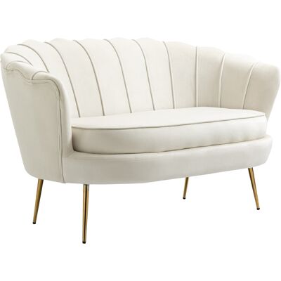 Homcom Divano Vintage 2 Posti in Stile Industrial Chic, Divanetto Francese per Ingresso in Velluto, 130x77x77 cm, Crema Aosom Italy Homcom Divano Vintage 2 Posti in Stile Industrial Chic, Divanetto Francese per Ingresso in Velluto, 130x77x77 cm, Crema Aosom Italy