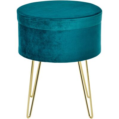 Homcom Poggiapiedi da Divano in Lino, Pouf Contenitore con 4 Gambe in Metallo Dorato, Coperchio Rimuovibile, Φ36 x 45Acm, Verde Aosom Homcom Poggiapiedi da Divano in Lino, Pouf Contenitore con 4 Gambe in Metallo Dorato, Coperchio Rimuovibile, Φ36 x 45Acm, Verde Aosom