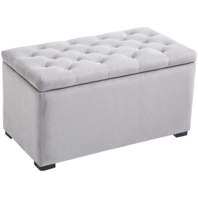 Homcom Cassapanca Portaoggetti Multiuso con 2 Sgabelli Pouf in Velluto, Grigio Perla Aosom Homcom Cassapanca Portaoggetti Multiuso con 2 Sgabelli Pouf in Velluto, Grigio Perla Aosom
