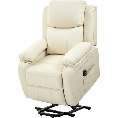 Homcom Poltrona imbottita Alzapersona Reclinabile a 160° con Poggiapiedi e Telecomando, in Pelle PU e Acciaio, 76x90x105 cm, Crema Aosom Italy Homcom Poltrona imbottita Alzapersona Reclinabile a 160° con Poggiapiedi e Telecomando, in Pelle PU e Acciaio, 76x90x105 cm, Crema Aosom Italy