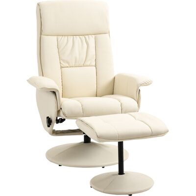 Homcom Poltrona Relax Reclinabile fino 135° con Seduta Girevole e Pouf, Poltrona con Poggiapiedi, 80x69x110cm, Crema Aosom Homcom Poltrona Relax Reclinabile fino 135° con Seduta Girevole e Pouf, Poltrona con Poggiapiedi, 80x69x110cm, Crema Aosom