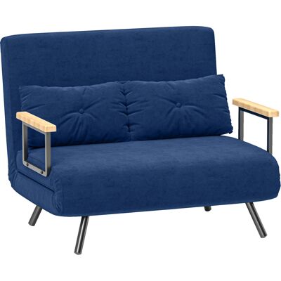 Divano letto 3 in 1 effetto velluto HOMCOM con schienale regolabile - Blu Divano letto 3 in 1 effetto velluto HOMCOM con schienale regolabile - Blu