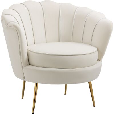 Homcom Poltroncina da Salotto in Velluto con Gambe in Metallo e Schienale a Forma di Conchiglia, Bianco Aosom Homcom Poltroncina da Salotto in Velluto con Gambe in Metallo e Schienale a Forma di Conchiglia, Bianco Aosom
