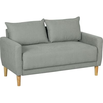 Homcom - Divanetto 2 Posti Vellutato - Grigio - 140x72x82 cm - Sofa Homcom - Divanetto 2 Posti Vellutato - Grigio - 140x72x82 cm - Sofa