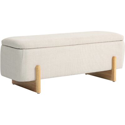 Homcom Pouf con spazio di archiviazione, panca con imbottitura in schiuma, imitazione di lino, 111 x 44 x 44,5 cm, Cremeweiß Homcom Pouf con spazio di archiviazione, panca con imbottitura in schiuma, imitazione di lino, 111 x 44 x 44,5 cm, Cremeweiß