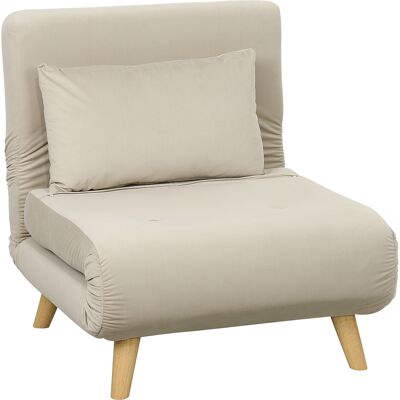 Poltrona Pieghevole HOMCOM con Funzione Letto - Beige Poltrona Pieghevole HOMCOM con Funzione Letto - Beige