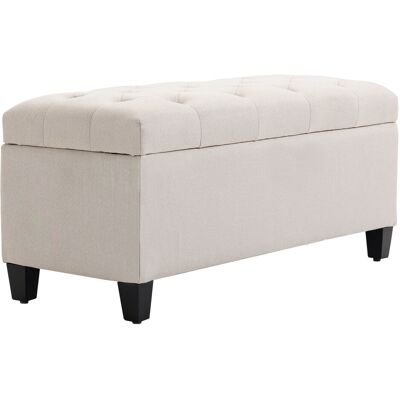 Homcom Panca Imbottita con Contenitore Panca da Corridoio da Camera da Letto Salotto Tessuto in Poliestere Legno di Gomma Bianco crema 100 x 40 x 44 cm Homcom Panca Imbottita con Contenitore Panca da Corridoio da Camera da Letto Salotto Tessuto in Poliestere Legno di Gomma Bianco crema 100 x 40 x 44 cm
