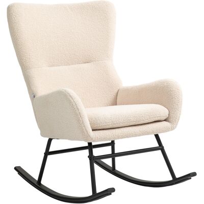 Homcom Poltrona a dondolo, chaise à bascule, con sedile spesso 10 cm, piedi curvi in acciaio, beige e nero Homcom Poltrona a dondolo, chaise à bascule, con sedile spesso 10 cm, piedi curvi in acciaio, beige e nero