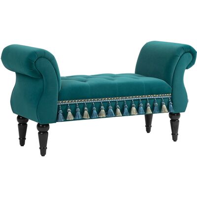 HOMCOM Banco di lusso in velluto - Seduta, Grigia, 117x40x58cm - Mobili HOMCOM Banco di lusso in velluto - Seduta, Grigia, 117x40x58cm - Mobili